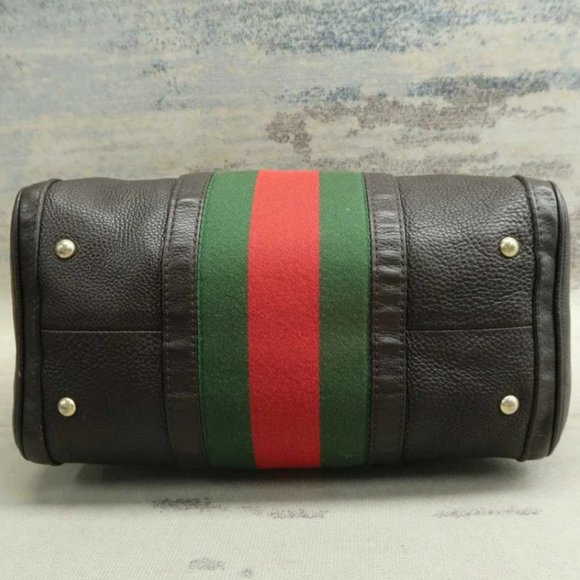 100% Authentic Gucci Boston Brown Leather Satchel Bag - Picture 5 of 12